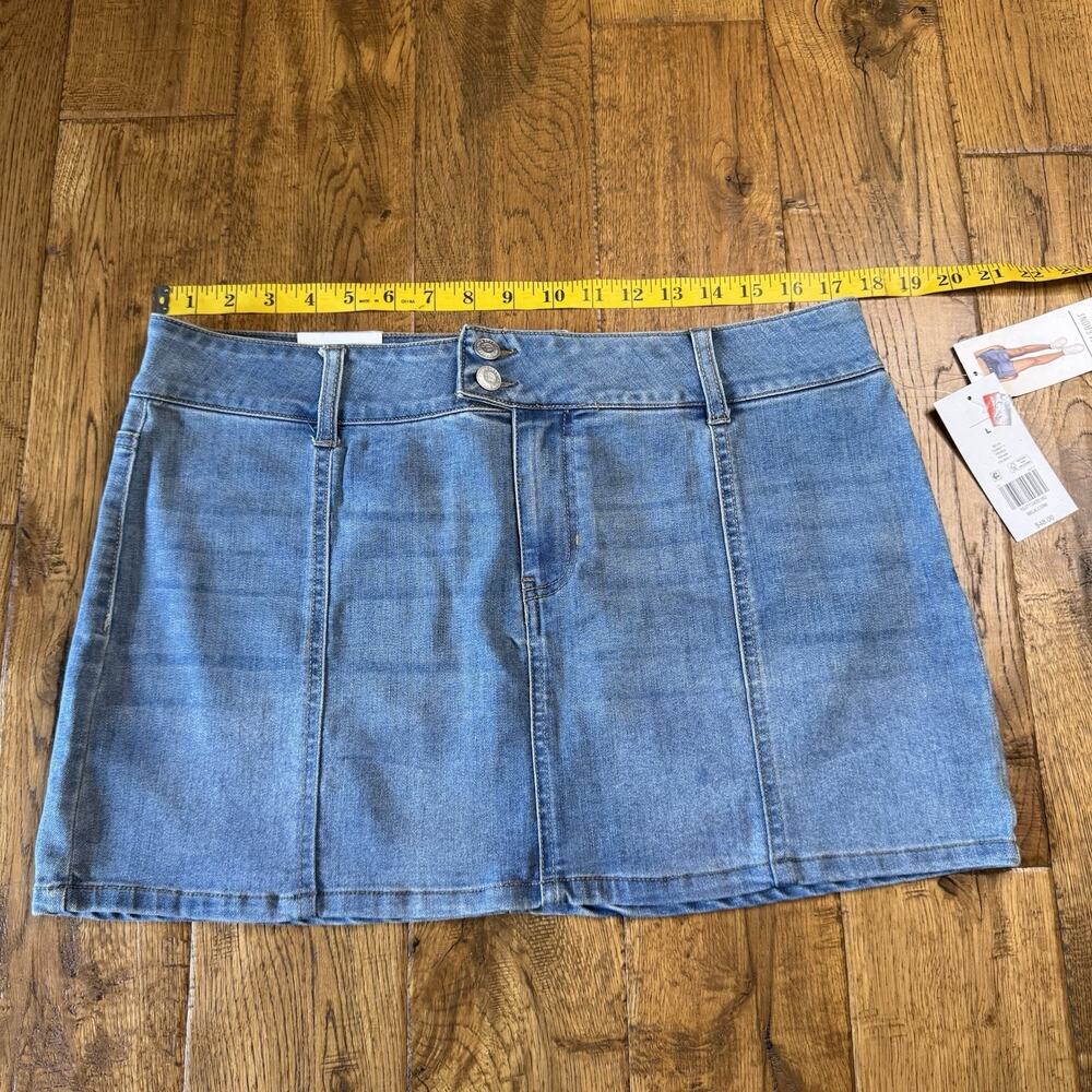 True Craft Denim Seam Front Mini Skirt Y2K Med Wash Womens Sz L NWT - Picture 4 of 6